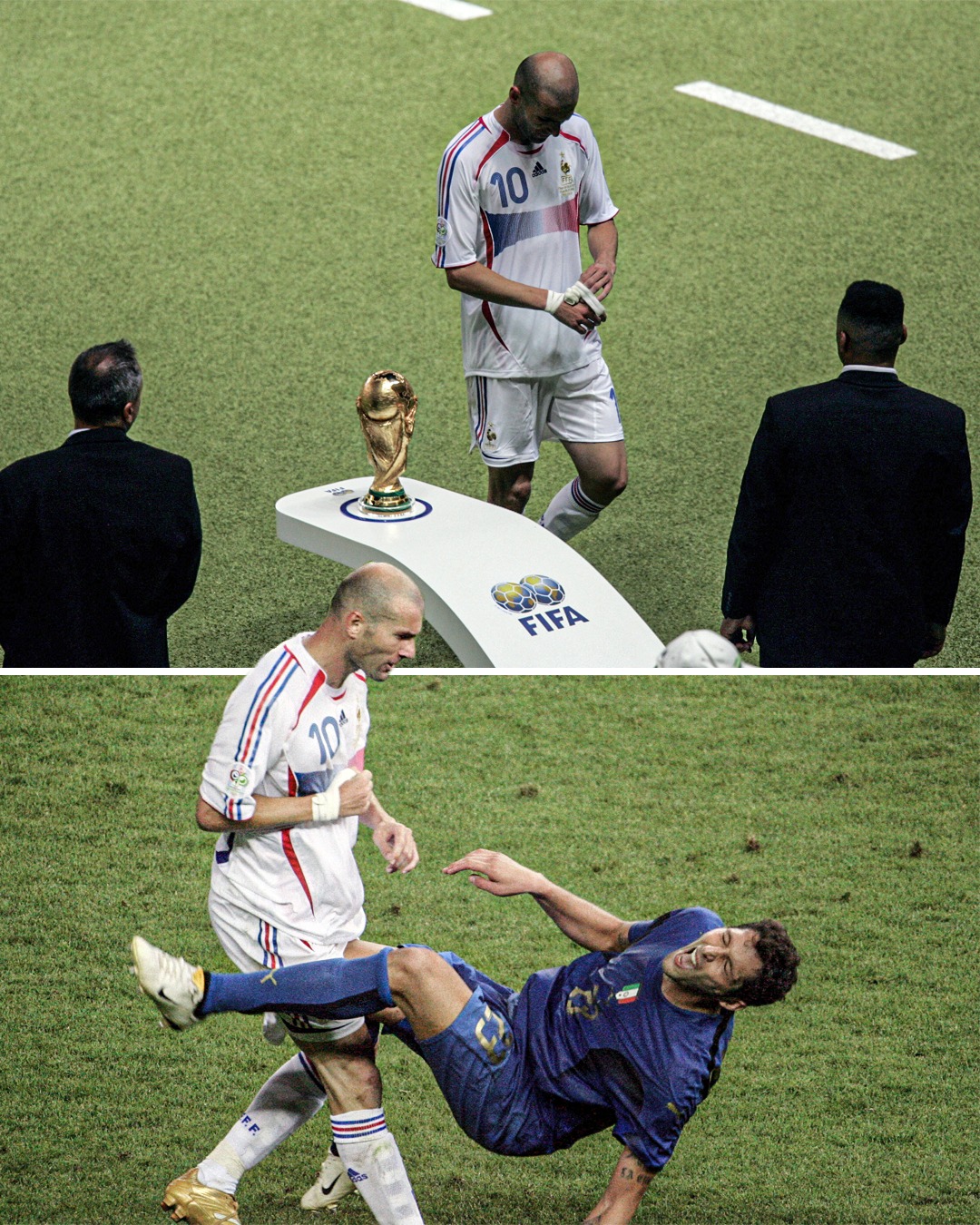 Zidane và cú húc đầu kinh điển vào Materazzi năm 2006